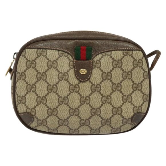 GUCCI GG Supreme Web Sherry Line Bag PVC Beige Gold 89 02 066 Auth BA2473 - Picture 3 of 15
